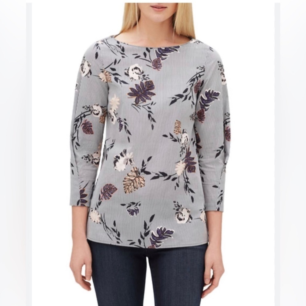 Lafayette 148 Caddie Artisan Bouquet
Bateaur neck Stretch Cotton Blouse size 14